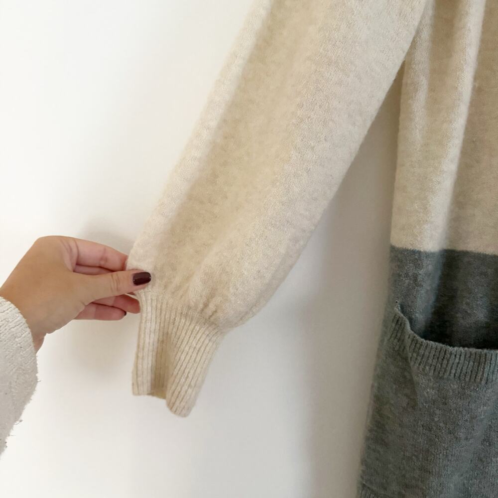 MADEWELL Edgewater Bubble Sleeve Cardigan Sweater Colorblock XS K5801 - Picture 7 of 11